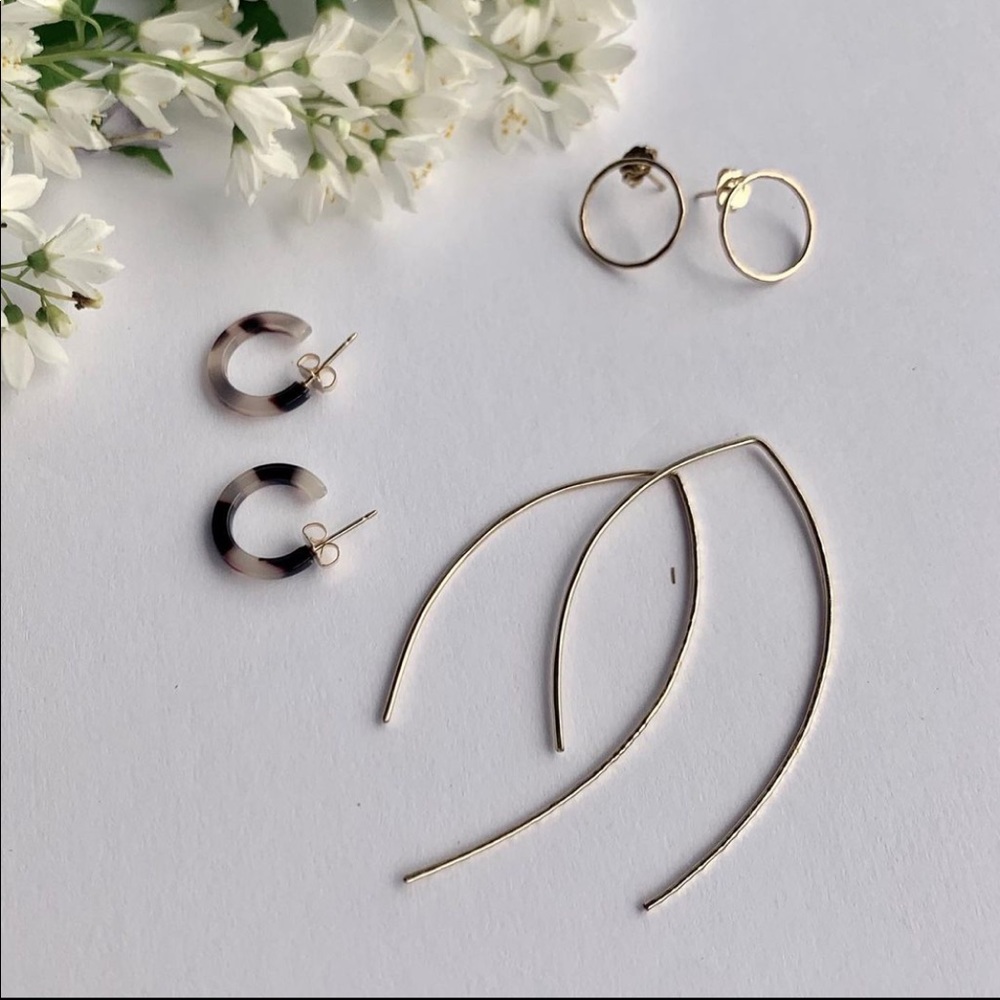 Simple Gold Front Facing Hoops Minimal Classic Handmade OR Unique Small Business